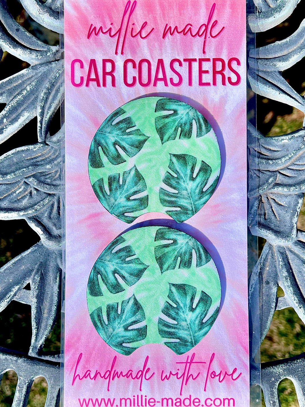 “Monstera Leaves” Car Coasters