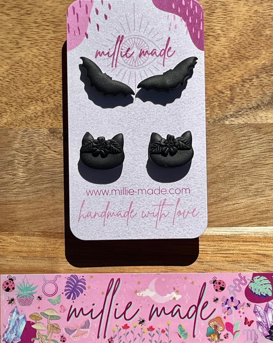 Black Cats & Bats Stud Set