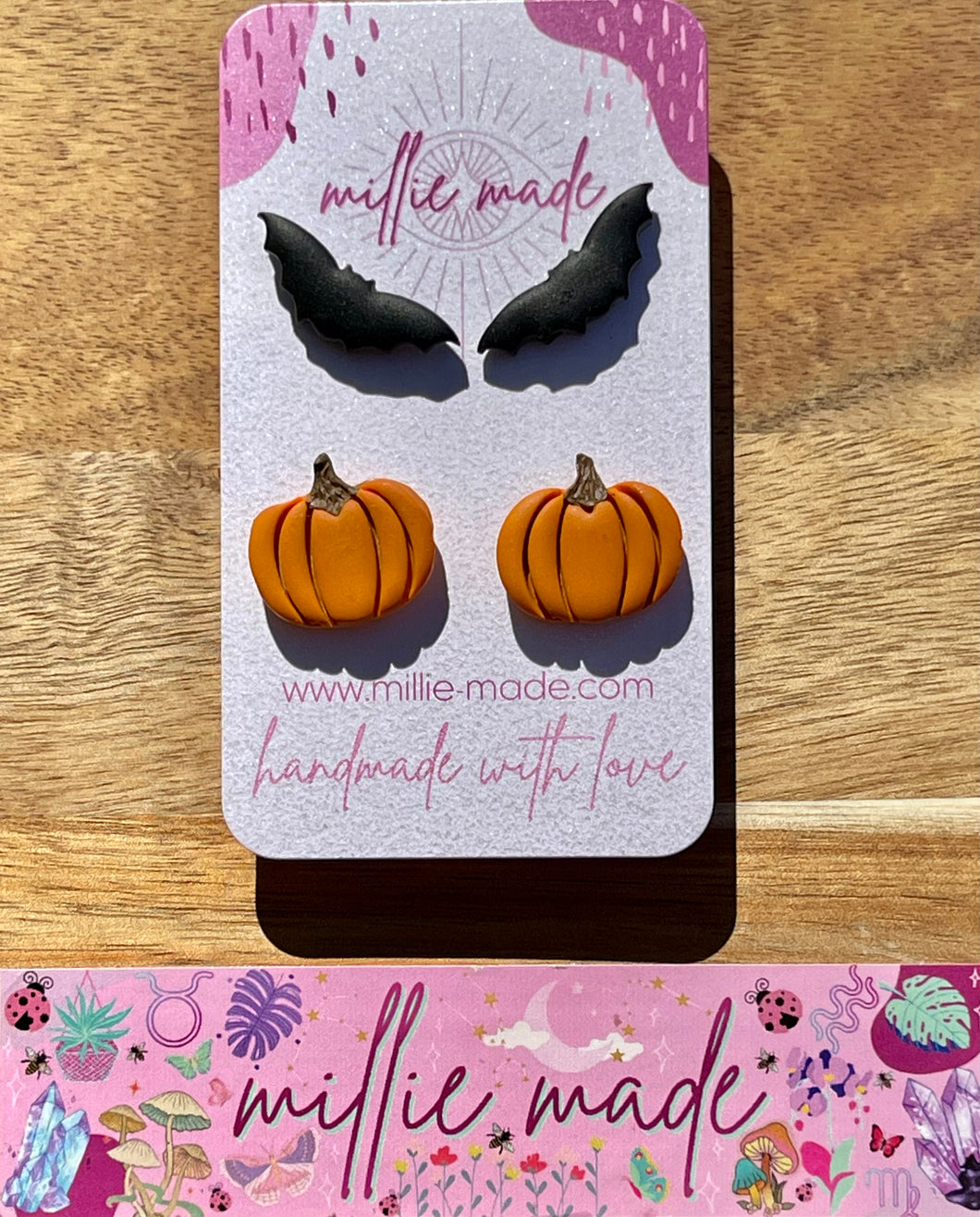 Pumpkins & Bats Stud Set