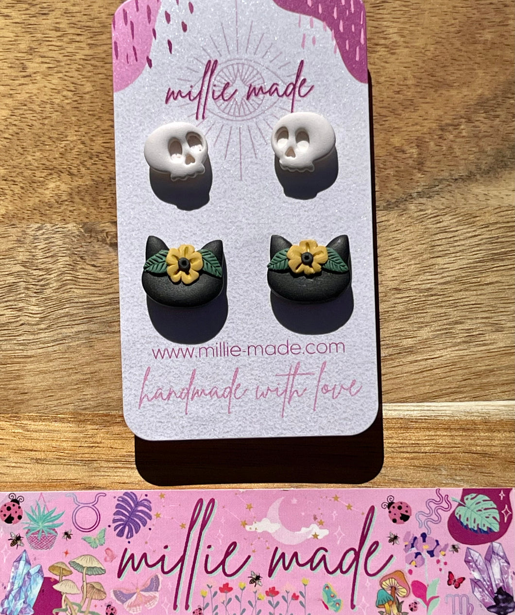 Black Cats & Skulls Stud Set